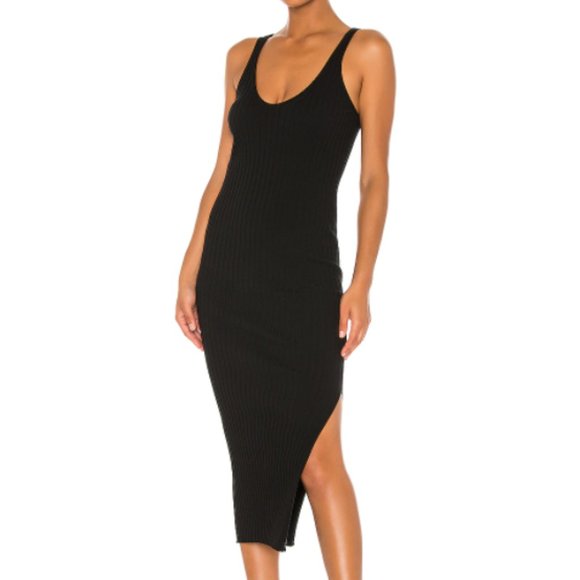 Helmut Lang Dresses & Skirts - Helmut Lang Black Ribbed Tank Midi Dress